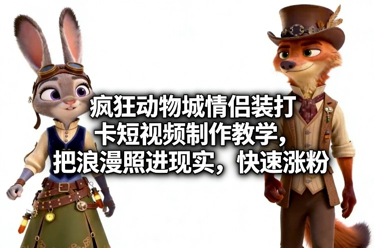 疯狂动物城情侣装打卡短视频制作教学，把浪漫照进现实，快速涨粉-伊亚库