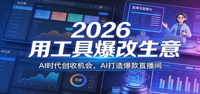 2026用工具爆改生意，AI时代创收机会，AI打造爆款直播间-伊亚库