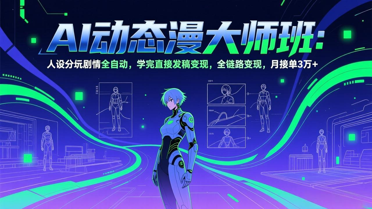 AI动态漫剧大师班：人设分镜剧情全自动，学完直接发稿变现，全链路变现，月接单3万+-伊亚库
