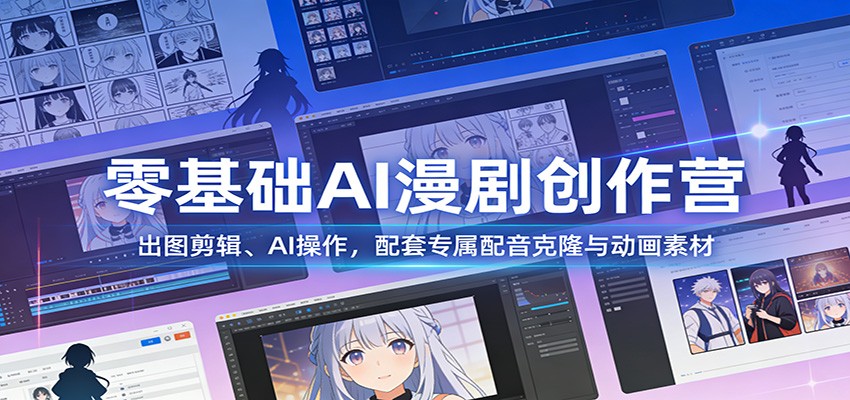 零基础AI漫剧创作营：出图剪辑、AI操作，配套专属配音克隆与动画素材-伊亚库