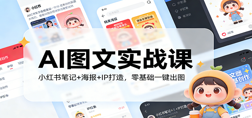 AI图文实战课：小红书笔记+海报+IP打造，零基础一键出图-伊亚库