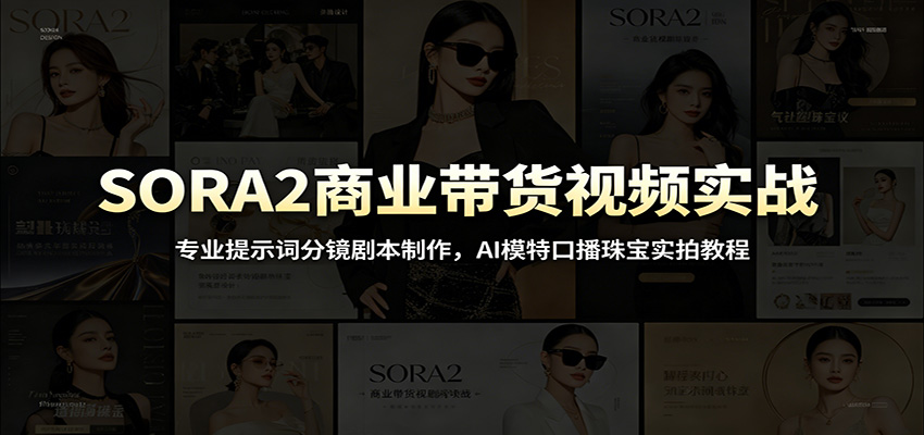 SORA2商业带货视频实战：专业提示词分镜剧本制作，AI模特口播珠宝实拍教程-伊亚库