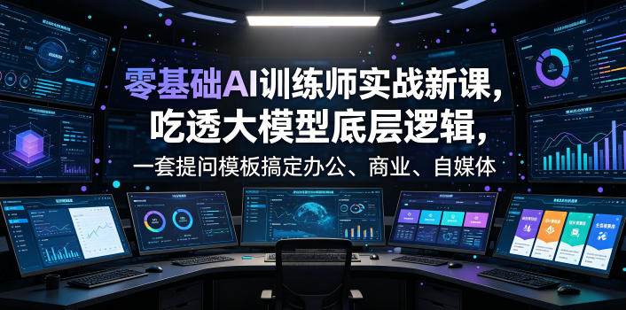 零基础AI训练师实战课，吃透大模型底层逻辑，一套提问模板搞定办公、商业、自媒体、设计、生活全场景AI落地应用-伊亚库