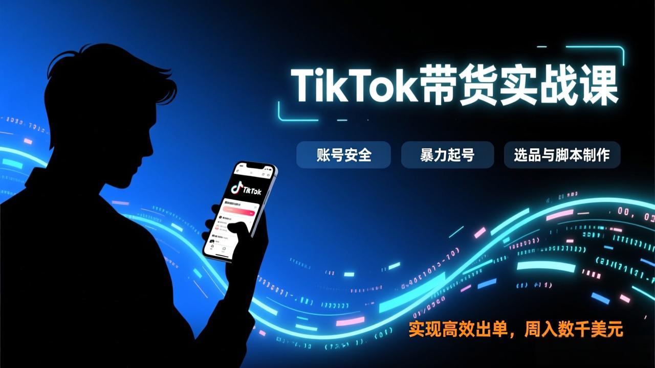 TikTok带货实战课，涵盖账号安全、暴力起号、选品与脚本制作，实现高效出单，周入数千美元-伊亚库