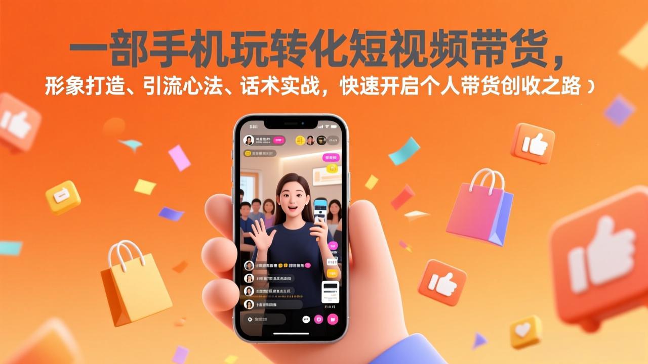 一部手机玩转化短视频带货，形象打造、引流心法、话术实战，快速开启个人带货创收之路-伊亚库