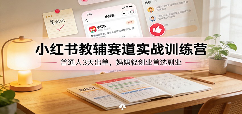 小红书教辅赛道实战训练营：普通人3天出单，妈妈轻创业首选副业-伊亚库