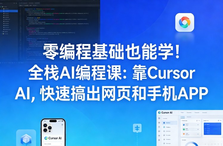 零编程基础也能学！全栈AI编程课：靠Cursor AI，快速搞出网页和手机APP-伊亚库