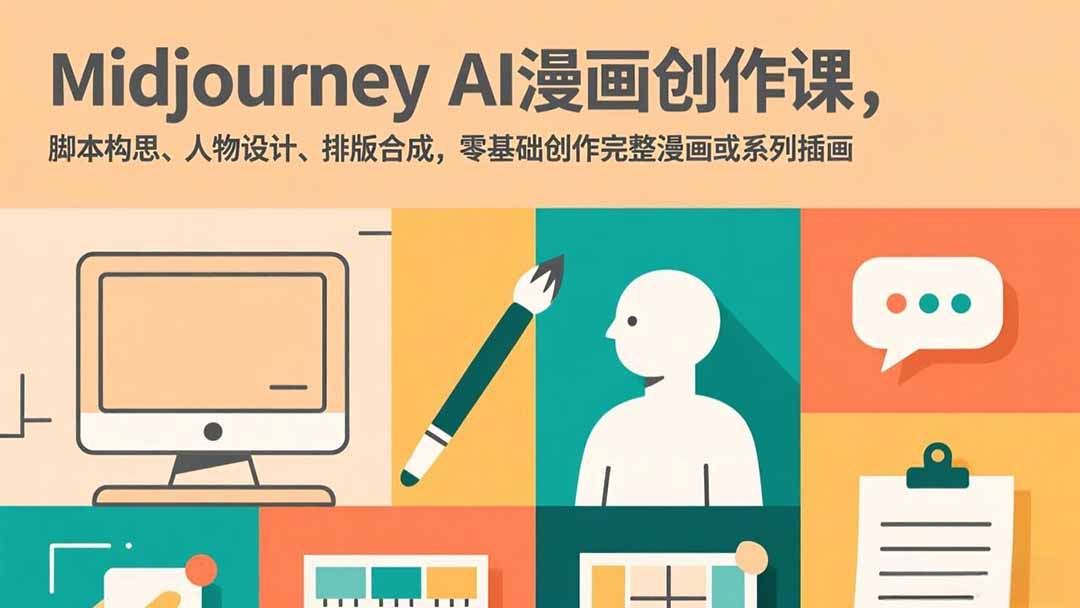 Midjourney AI漫画创作课，脚本构思、人物设计、排版合成，零基础创作完整漫画或系列插画-伊亚库