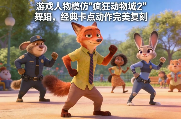游戏人物模仿“疯狂动物城2”舞蹈，经典卡点动作完美复刻-伊亚库