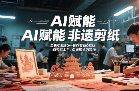 AI赋能非遗剪纸，地标性建筑爆款视频，单日变现8张+制作简单0基础，小白容易上手，保姆级拆解教程-伊亚库