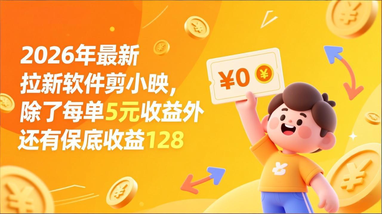 最新拉新软件剪小映，除了每单5元收益外还有保底收益128-伊亚库