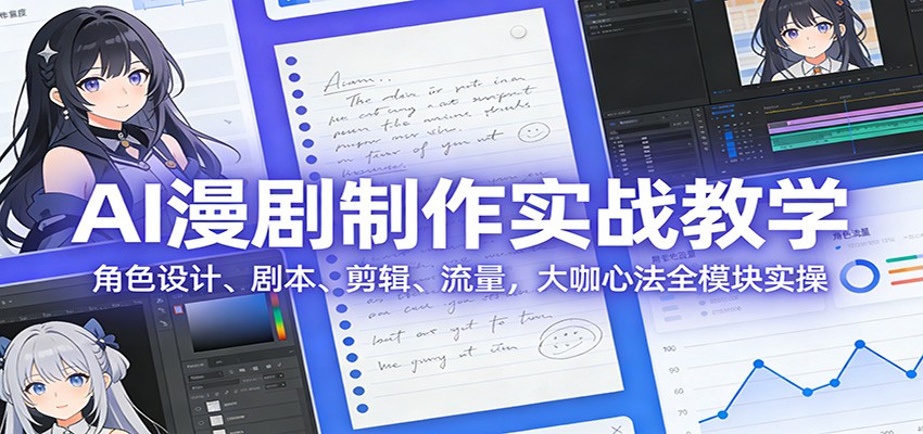 AI 漫剧制作实战教学：角色设计、剧本、剪辑、流量，大咖心法全模块实操-伊亚库