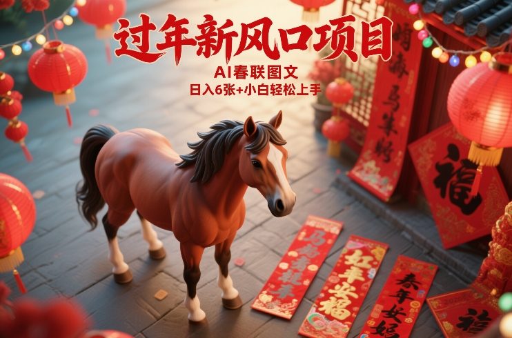 过年新风口项目，用ai春联图文，日入6张+小白轻松上手【揭秘】-伊亚库