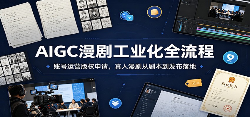 AIGC漫剧工业化全流程：账号运营版权申请，真人漫剧从剧本到发布落地-伊亚库
