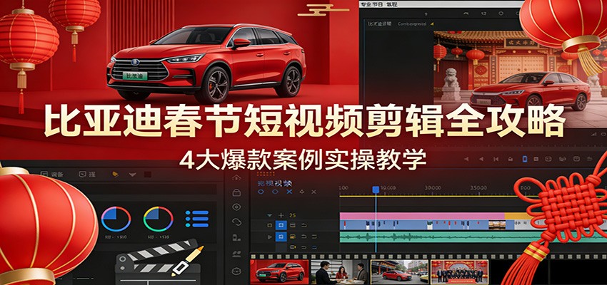 比亚迪春节短视频剪辑全攻略，4大爆款案例实操教学-伊亚库