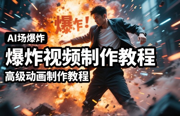 AI场景爆炸视频制作教程，利用人物实拍视频制作出高级的动画特效-伊亚库