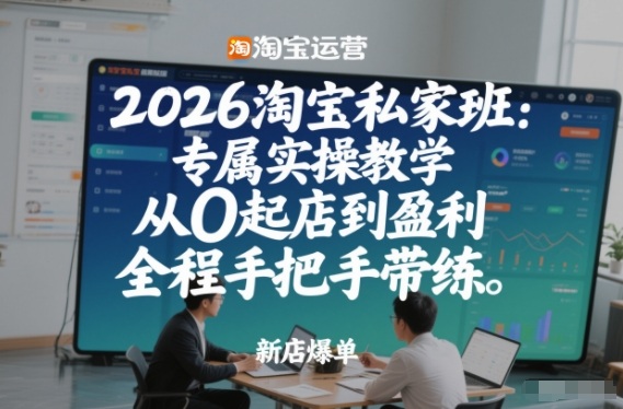 2026淘宝私家班:专属实操教学,从0起店到盈利,全程手把手带练(更新26年2月)