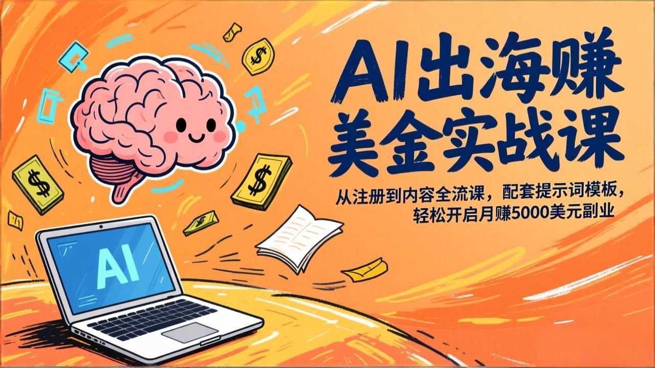 AI出海赚美金实战课，从注册到内容全流程，配套提示词模板，轻松开启月赚5000美元副业-伊亚库