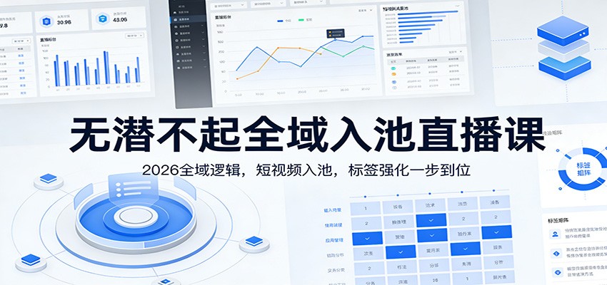 无潜不起全域入池直播课：2026全域逻辑，短视频入池，标签强化一步到位-伊亚库