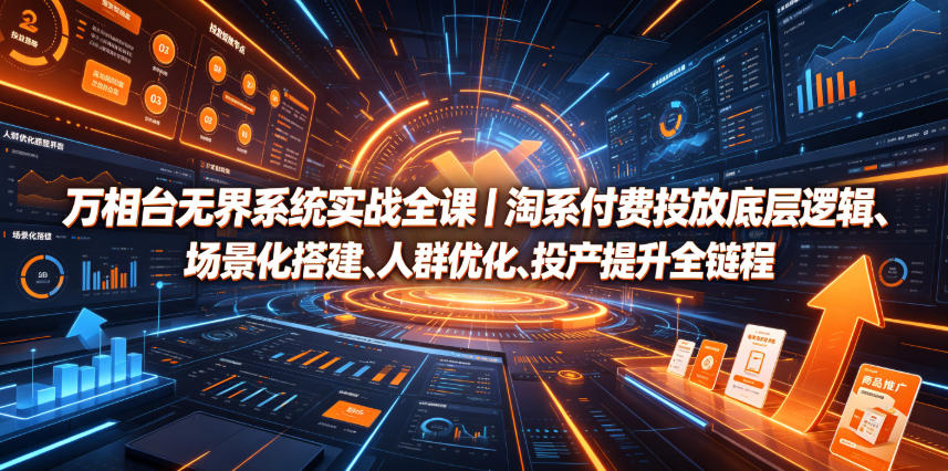 万相台无界系统实战全课｜淘系付费投放底层逻辑、场景化搭建、人群优化、投产提升全链路运营教程-伊亚库