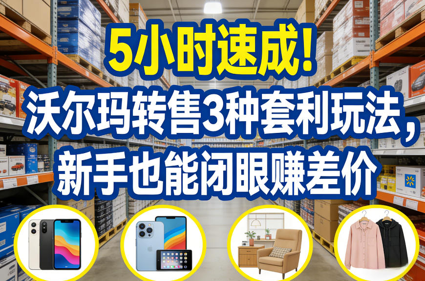5小时速成！沃尔玛转售3种套利玩法，新手也能闭眼賺差价-伊亚库