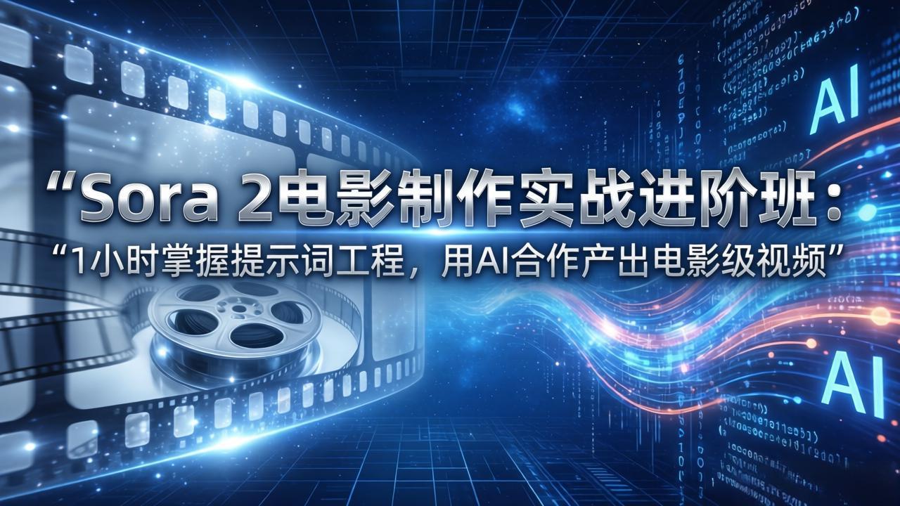 Sora 2电影制作实战进阶班：1小时掌握提示词工程，用AI合作产出电影级视频-伊亚库
