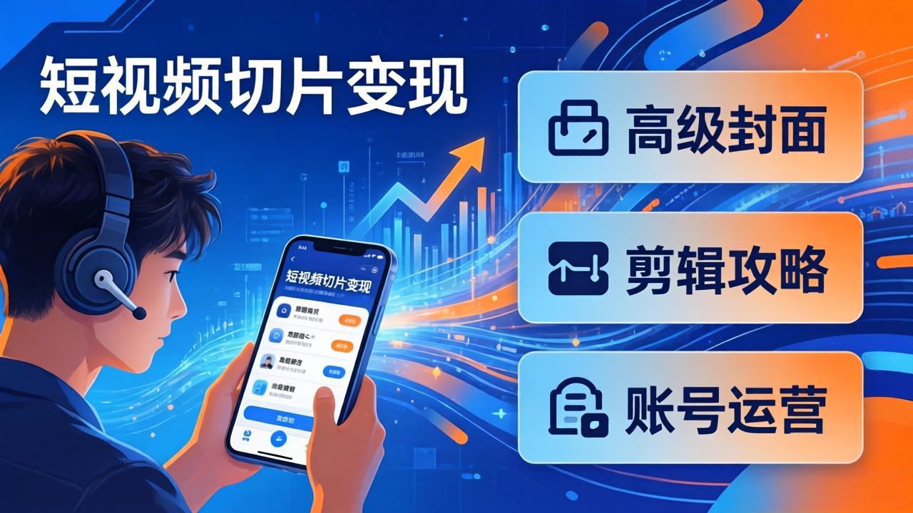 短视频切片变现速成班2.0：高级封面+剪辑攻略+账号运营，0基础小白快速入局副业-伊亚库