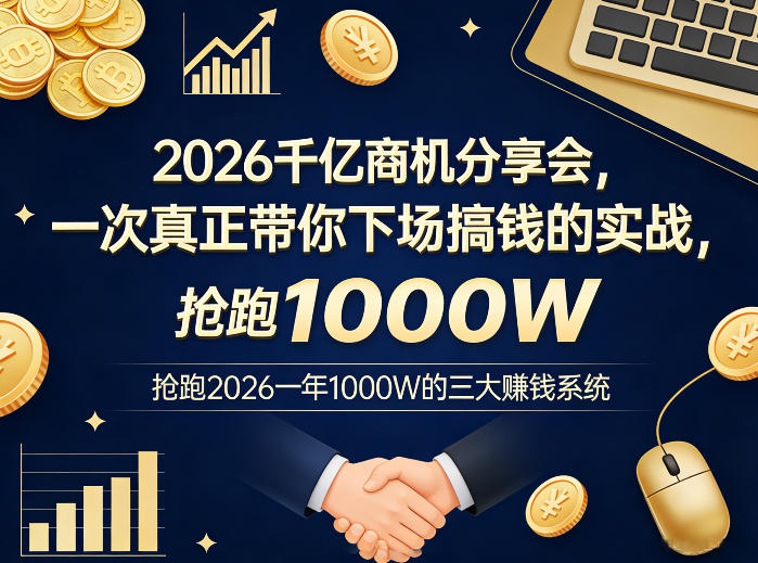 2026千亿商机分享会，一次真正带你下场搞钱的实战，抢跑2026一年1000W的三大賺钱系统-伊亚库