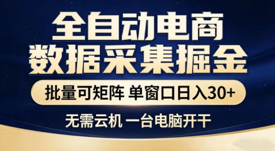 独家电商数据全自动采集项目，批量可矩阵，单窗口轻松日入3张+【揭秘】-伊亚库