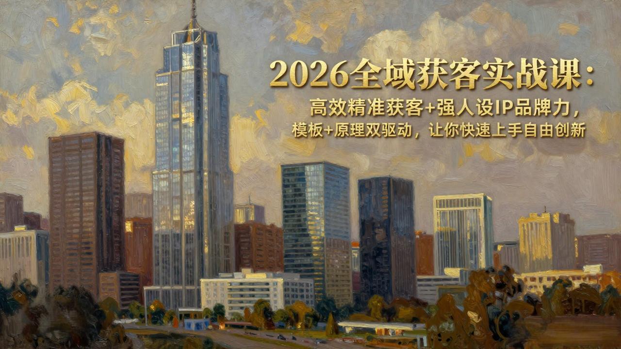 2026全域获客实战课：高效精准获客+强人设IP品牌力，模板+原理双驱动，让你快速上手自由创新-伊亚库