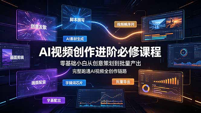 AI视频创作进阶必修课程：零基础小白从创意策划到批量产出，完整跑通AI视频全创作链路-伊亚库