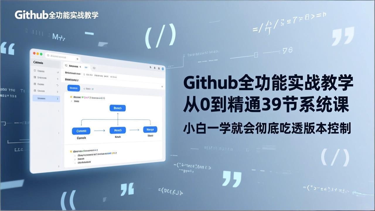 GitHub-全功能实战教学，从0到精通39节系统课，小白一学就会彻底吃透版本控制-伊亚库