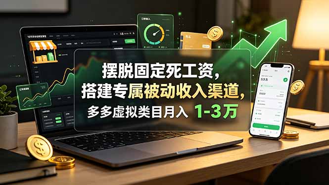 摆脱固定死工资，搭建专属被动收入渠道，多多虚拟类目月入 1-3 万-伊亚库