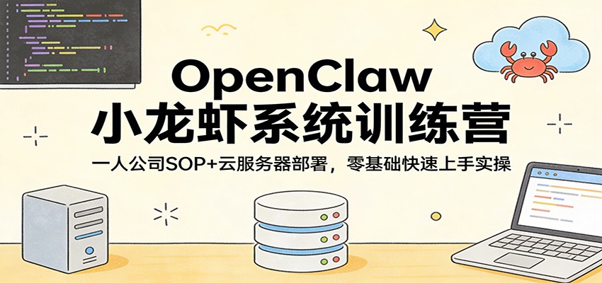 OpenClaw小龙虾系统训练营：一人公司SOP，云服务器部署，零基础快速上手实操-伊亚库