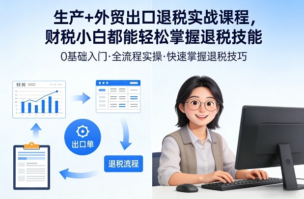生产+外贸出口退税实战课程，财税小白都能轻松掌握退税技能-伊亚库