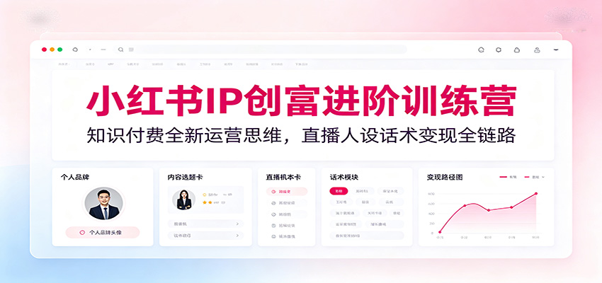 小红书IP创富进阶训练营：知识付费全新运营思维，直播人设话术变现全链路-伊亚库