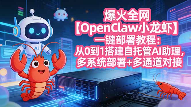 爆火全网【OpenClaw 小龙虾】一键部署教程：从0到1搭建自托管AI助理，多系统部署+多通道对接-伊亚库