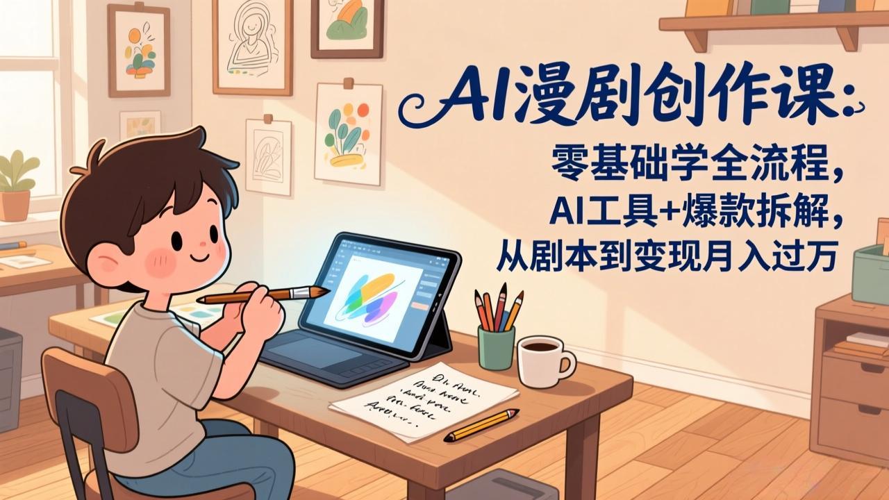 AI漫剧创作课：零基础学全流程，AI工具+爆款拆解，从剧本到变现月入过万-伊亚库