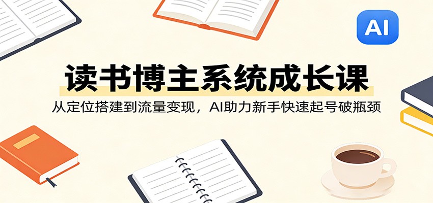 读书博主系统成长课：从定位搭建到流量变现，AI助力新手快速起号破瓶颈-伊亚库