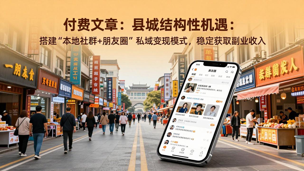 付费文章：县城结构性机遇：搭建“本地社群+朋友圈”私域变现模式，稳定获取副业收入-伊亚库