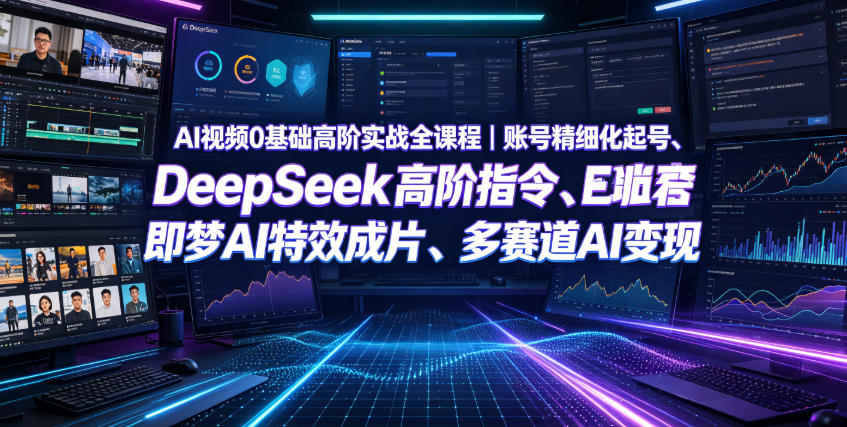 AI视频0基础高阶实战全课程|账号精细化起号、DeepSeek高阶指令、即梦AI特效成片、多赛道AI短视频量产变现