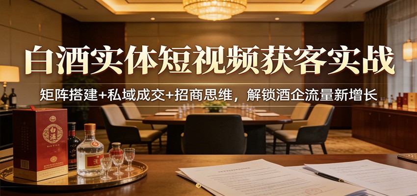 白酒实体短视频获客实战：矩阵搭建+私域成交+招商思维，解锁酒企流量新增长-伊亚库