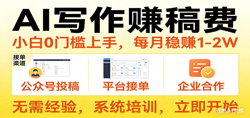 用AI写作赚稿费，提供接单渠道，每月稳赚1-2W，小白0门槛上手！-伊亚库