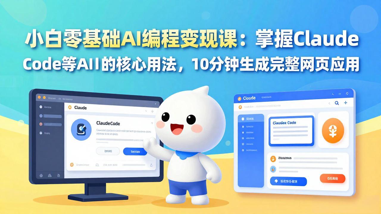 小白零基础AI编程变现课：掌握Claude Code等AI工具的核心用法，10分钟生成完整网页应用-伊亚库