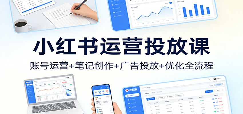小红书运营投放课：账号运营+笔记创作+广告投放+优化全流程-伊亚库