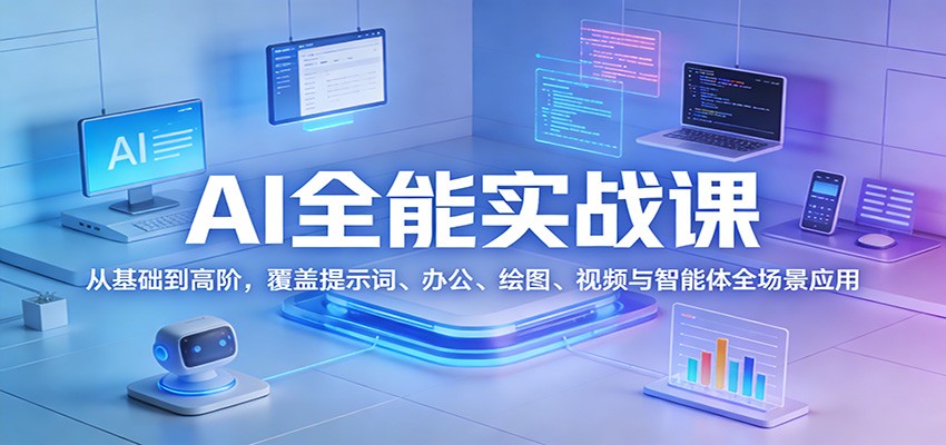 AI全能实战课：从基础到高阶，覆盖提示词、办公、绘图、视频与智能体全场景应用-伊亚库