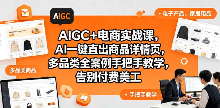 AIGC+电商实战课，AI一键直出商品详情页，多品类全案例手把手教学，告别付费美工(更新0704)-伊亚库