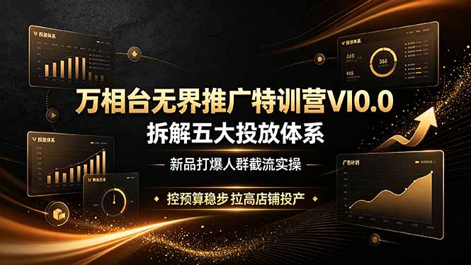 万相台无界推广特训营VI0.0，拆解五大投放体系，新品打爆人群截流实操，控预算稳步拉高店铺投产-伊亚库