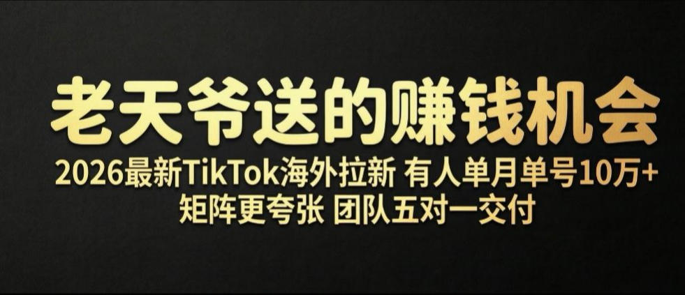 老天爷送的賺钱机会！2026最新TikTok海外拉新，有人单月单号10W+，矩阵更夸张，团队交付【揭秘】-伊亚库