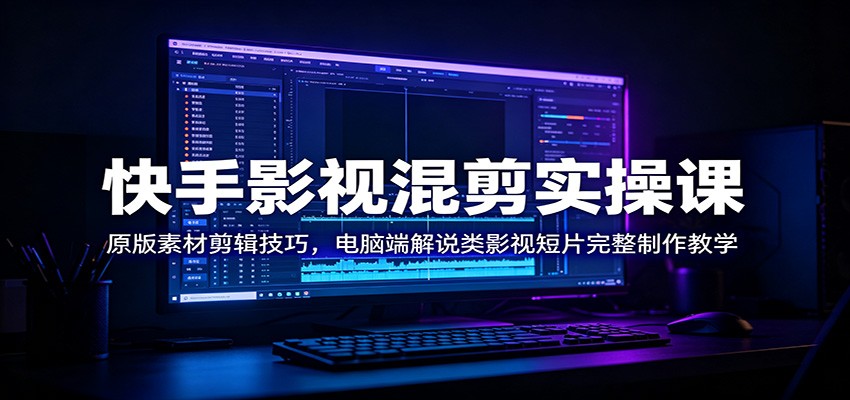 快手影视混剪实操课：原版素材剪辑技巧，电脑端解说类影视短片完整制作教学-伊亚库